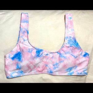 Pastel pink and blue tie dye bikini top size small